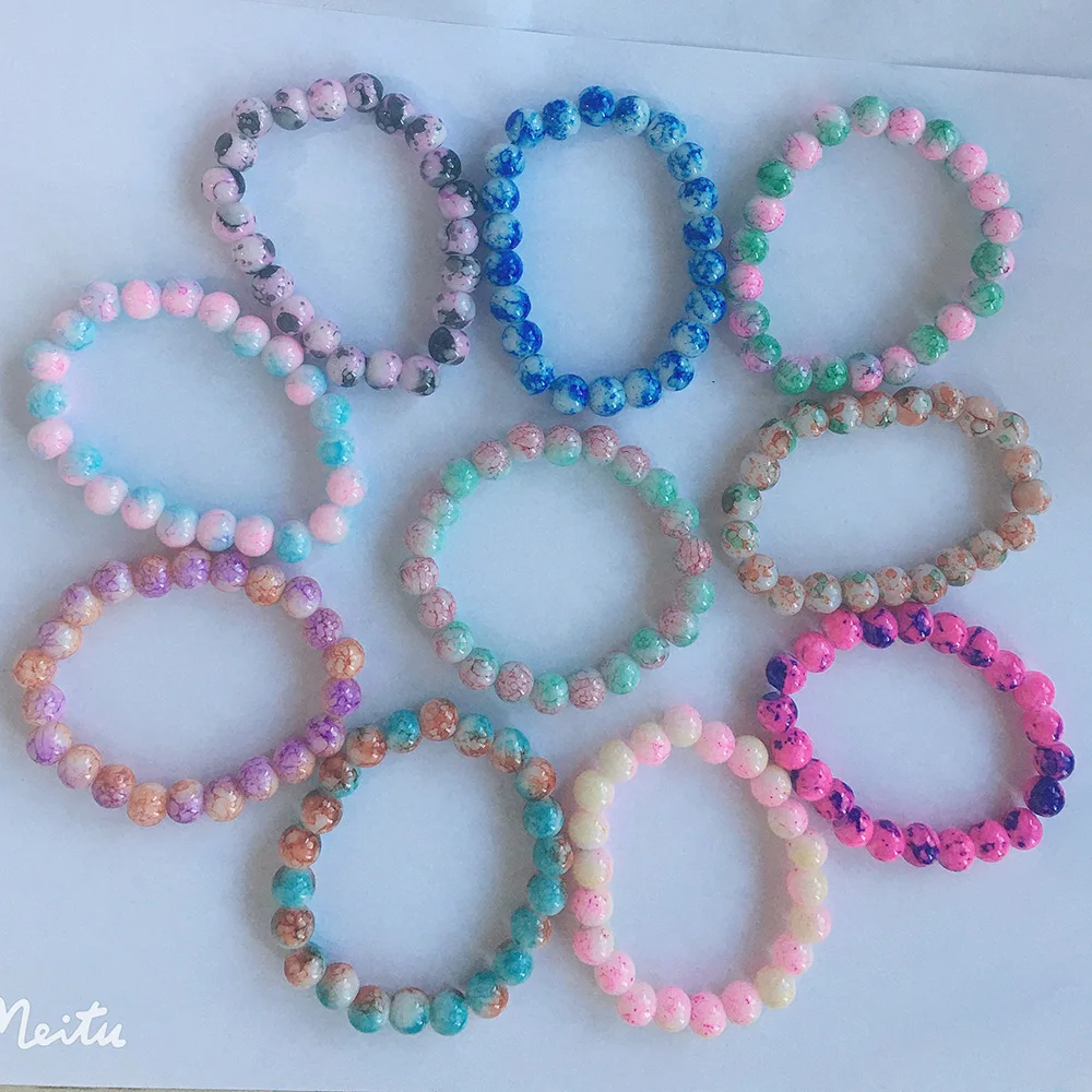 Cute Sayings For Bracelets 2 Pcs/Et Teen Girls Boys Colorful Glass Beads Stretch Bracelet Handmade  Strand Wristband For Children Gift - Bracelets - Aliexpress