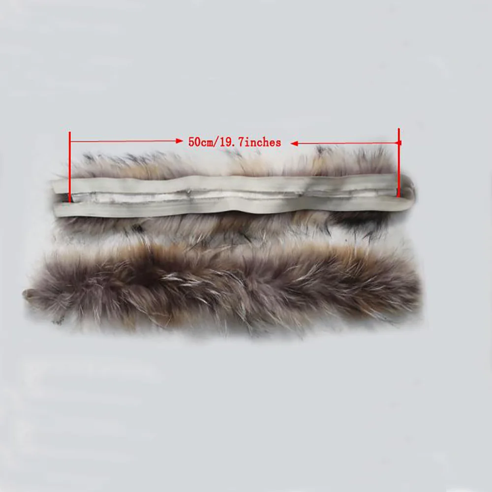50cm Real Fur Raccoon Fur Children Hood Collar Coat Cap