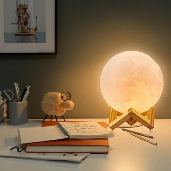 

Rambery Moon Lamp 3D Print Night Light 16 Colors Change Usb Rechargeable Remote Control Led Night Light Moon Light Gift