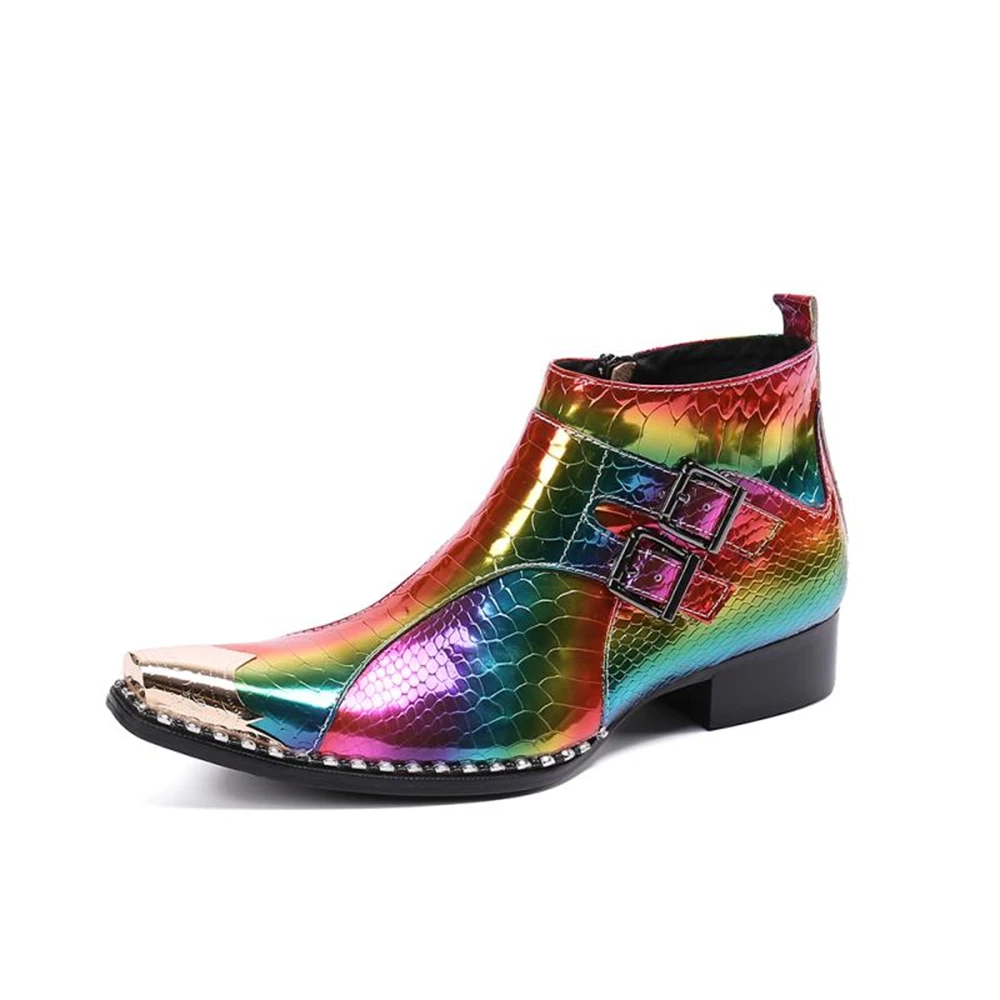 Plus Size 46 Chelsea Boots Men Patent Genuine Leather Business Pointed Toe Ankle British Style Short Boots Wedding Casual