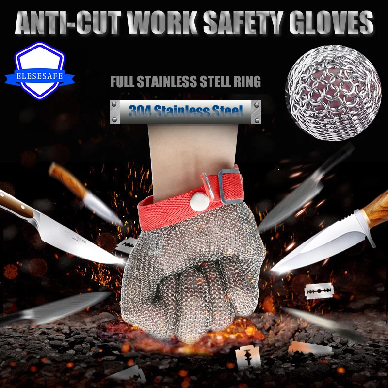

1Pcs Anti-Cut Full Stainless Steel Ring Gloves Cut-Resistant Work Safety Gloves For Butcher Carrying Fishing Hands Protection