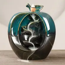 Ретро стиль формы яблоки керамический обратный поток конус благовония горелки домашнее ремесло орнамент настольные фигурки миниатюры украшение дома