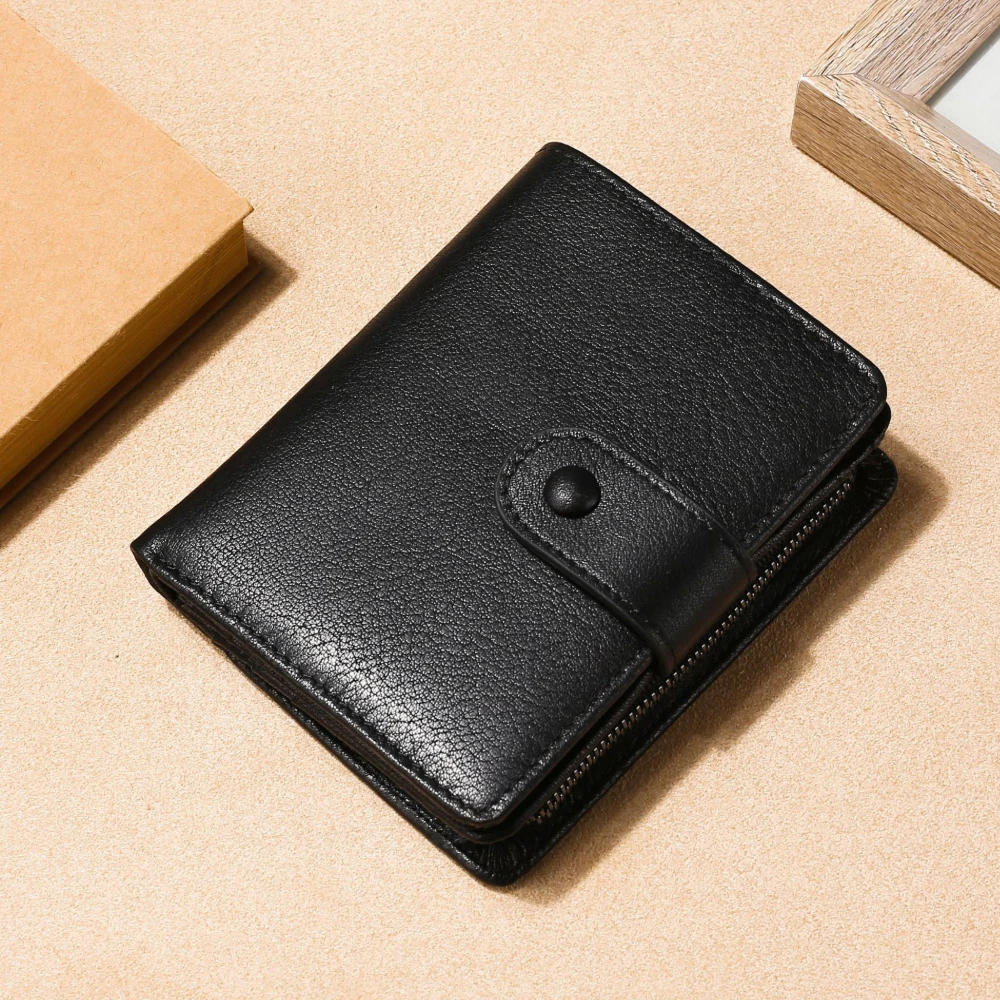 

Men's Wallet Men Small RFID Blocking Pocket Crazy Horse Genuine Leather Wallet With Flip ID Vintage Coin Purse For Male