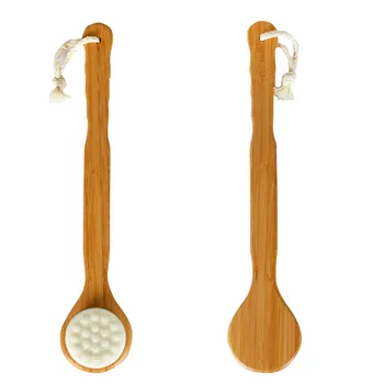 

40*7.5*1.4cm simple bamboo handle bath brush comfortable intensive soft hair long handle bath brush bath towel back massage