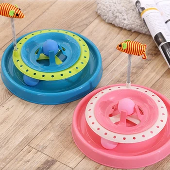 

Transer Dog Toys Cat Turntable Toy Cat Puzzle Crazy Play Plate Spring Mouse Cat Fuuny Toy Turntable Ball Pet Cat Toys