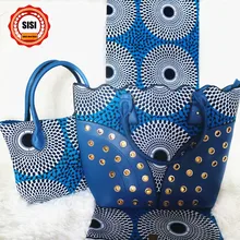 SISI модный Африканский женский воск сумочка комплект сумочки с 6 ярдов вощеный нигерийский Анкара восковая печать ткани для вечерние