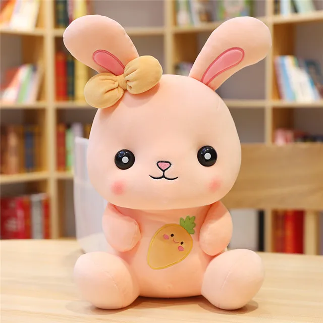 Stuffed Animal soft toys 35 cm white rabbit orange radish plush doll 