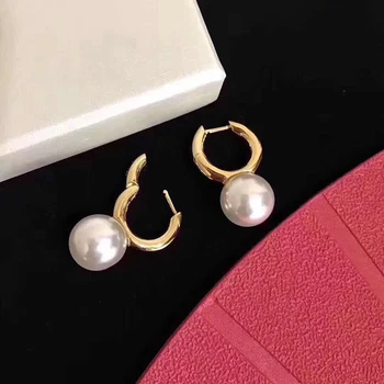 

Pearl Earrings Women High End Evening Party Jewelry Trendy Golden Earrings Female