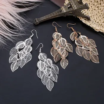

Hot Sales Fashion Simple Multilayer Hollow out Leaf Earrings Leaves Earings