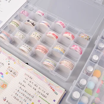 

36 Grids Adhesive Tape Compartment Storage Box Practical Adjustable Case for Bead Rings Jewelry Display Plastic Organizer