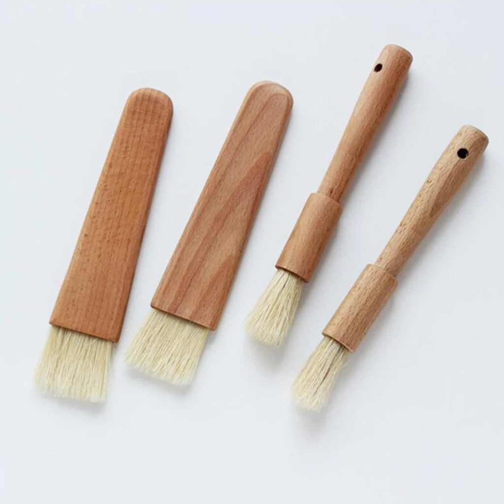 Wooden handle Oil Brush Baking Bakeware Bread Cook Pastry BBQ
