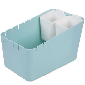 

Tiny Desktop Trash Can Mini Wastebasket Household Trash Can Separation Trash Can Container for Living Room-Blue