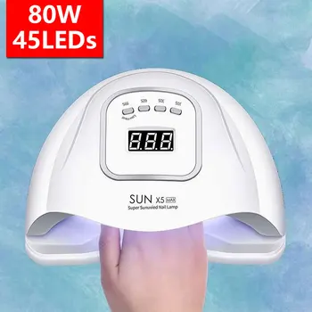 

80/36W LED Lamp Nail Dryer 10/30/60/99s Timer Auto Sensor Manicure Tools 45/12 LEDs UV Ice Lamp For Drying Gel Polish