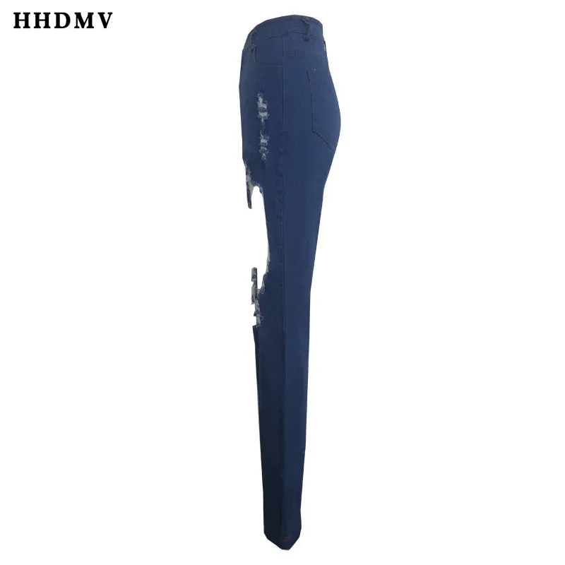 HHDMV GHSF12022 модный уличный стиль деним длинные штаны с высокой талией пуговицы карманы выдалбливают плотные джинсовые длинные брюки