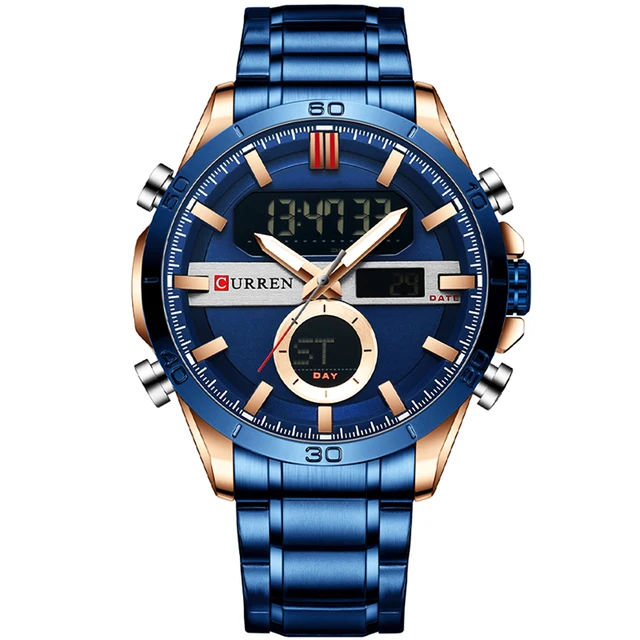 Curren Dual Display Men Military Luxury Watch Quartz Sport Casual Full Steel Wristwatches Digital Analog Wrist Watch For Men 1