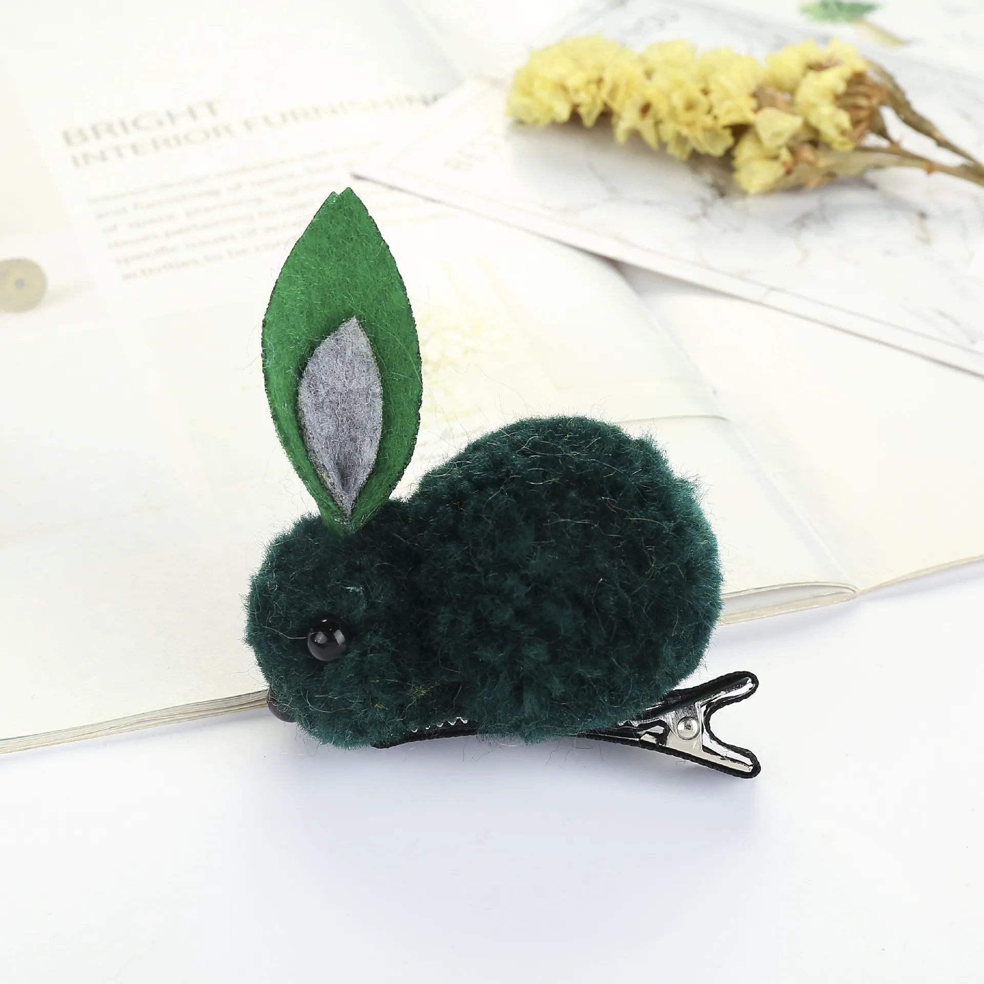 Новые милые животные кролик стиль повязки для волос плюшевые уши кролика ягненка фетровая повязка для детей девочек модные аксессуары для волос - Цвет: dark green A