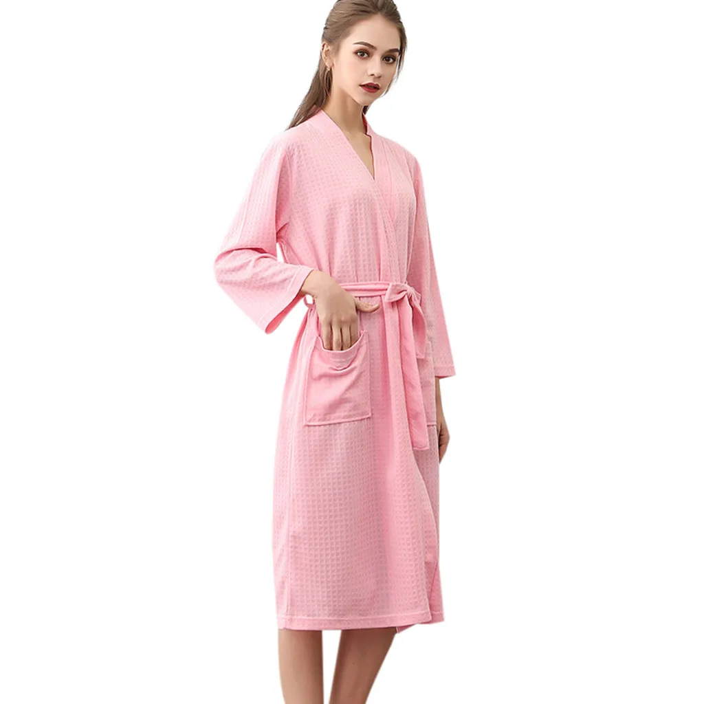 Летний халат женский халат femme женская ночная рубашка дышащий однотонный цветной халат Сращивание Домашняя одежда накидка халат# G3