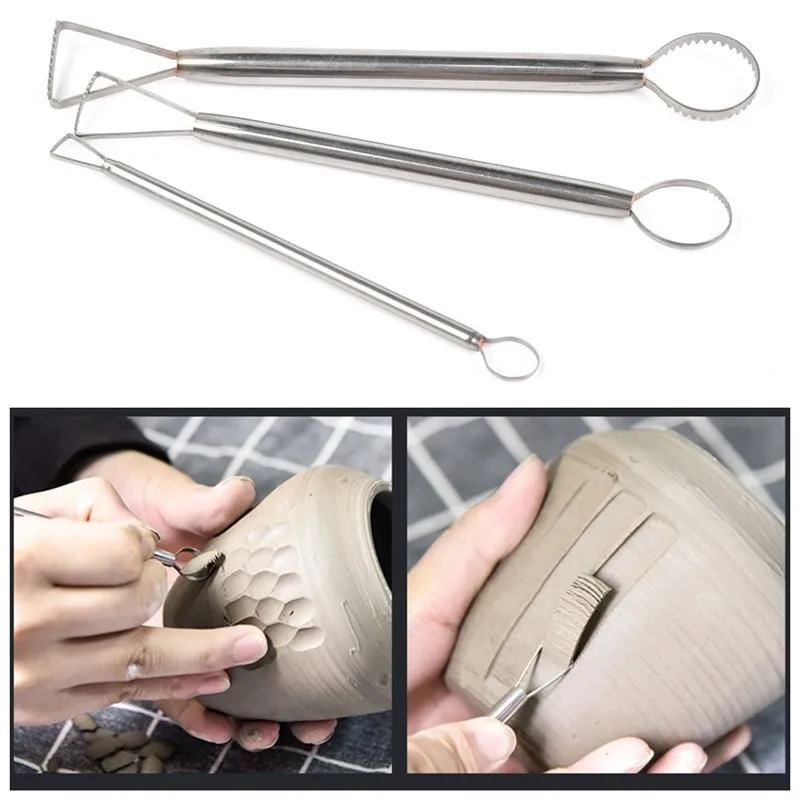 Pottery Sculpture Trimming Tool Stainless Steel Doubleheaded Tooth
