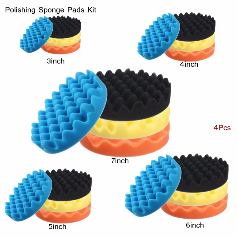 4pcs/set 3/4/5/6/7 Inch Buffing Buffer Sponge Polishing Pad Hand Tool