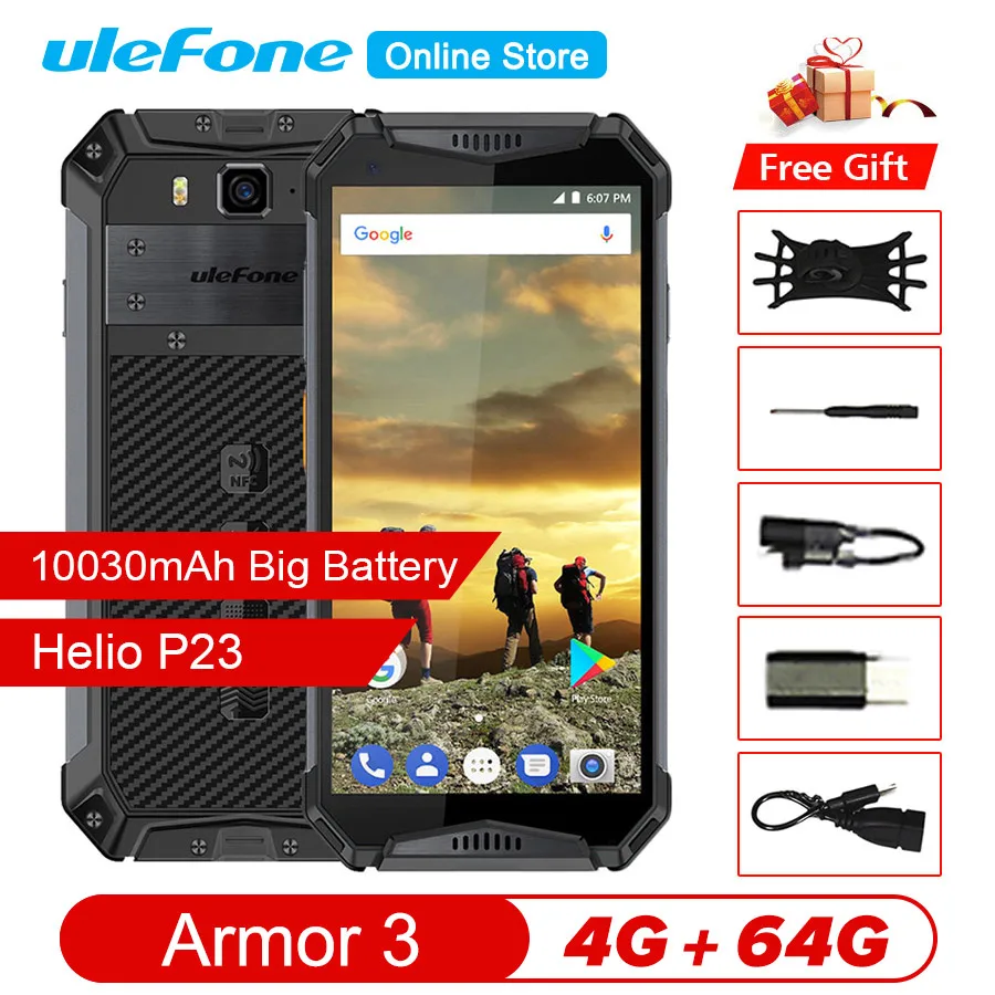 Ulefone Armor 3 IP68 водонепроницаемый мобильный телефон helio P23 Android 8 1 5 7 &quotFHD +