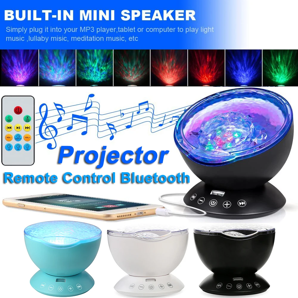 

USB Led Light Projector Remote Control Ocean Music Night Light Nightlight Sleeping Bedroom Light Lamp Kids Gifts D40