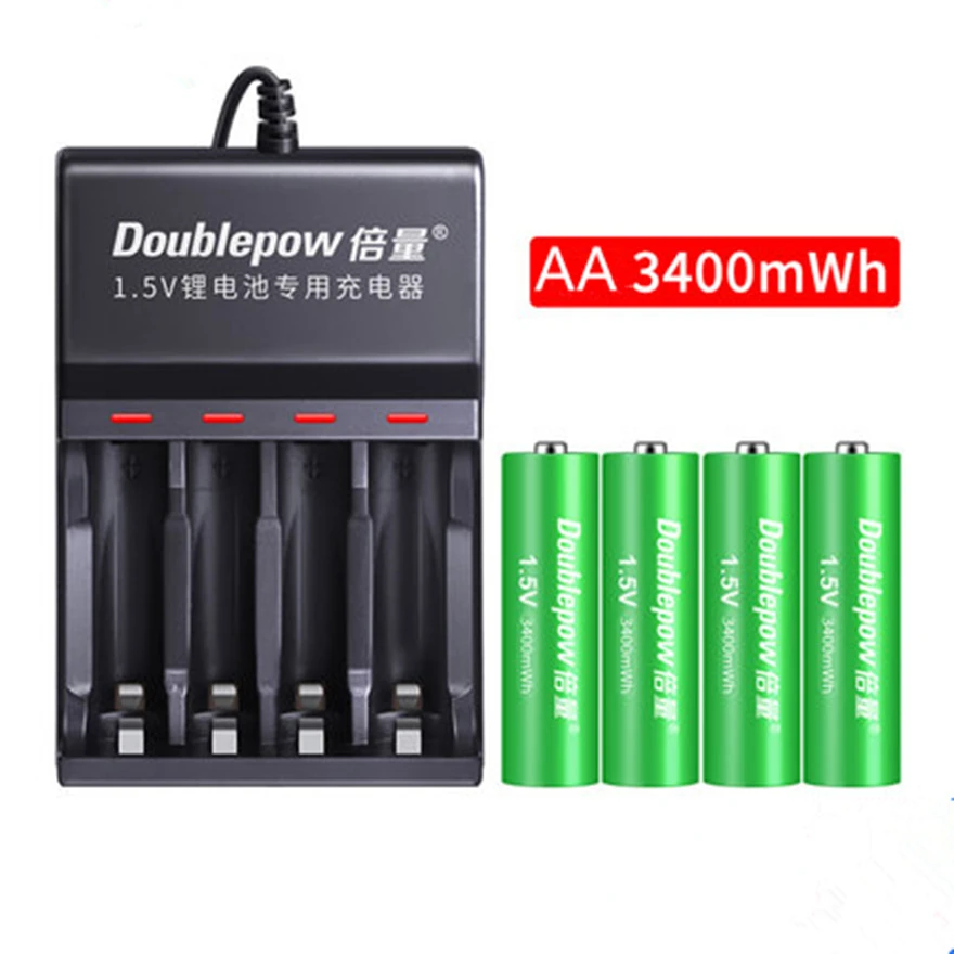 

New 1.5v 3400mWh AA rechargeable lithium battery intelligent fast charge by dedicated AA AAA battery charger