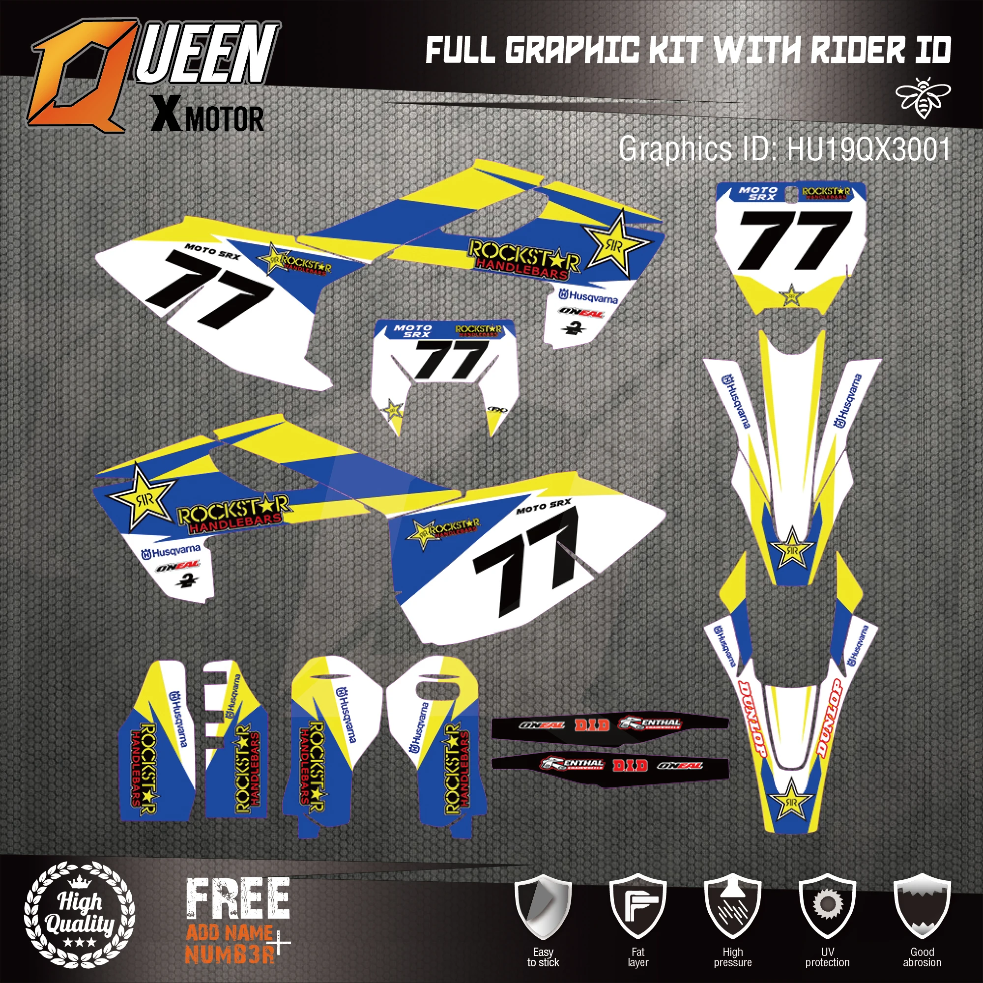

Queen-X Custom Team Graphics Backgrounds Decals 3M Stickers Kit For HUSQVARNA TC FC TX FX FS 2016-2018 TE FE 2017-2019 001