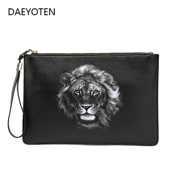 

DAEYOTEN Lion Printing Clutch Bag Women Handbag and Purse Designer Leather Bags Fashion Couple Hand Bag Sac A Main Femme ZM0417