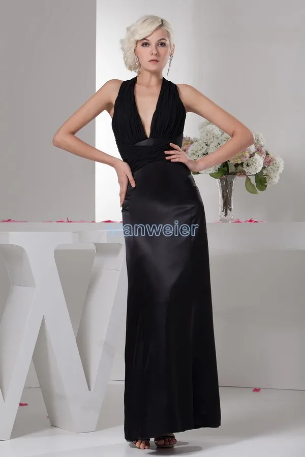 

2016 Actual Images Carpet New Fashion Design Hot sale Elegant Formal Gown Pleat Custom Size/color black Halter evening Dresses