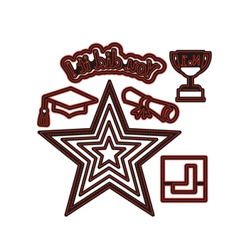 

2019 New 3D Metal Cutting Dies and Scrapbooking For Paper Making Trophy Graduation Star Embossing No Stamps Frame Card Craft
