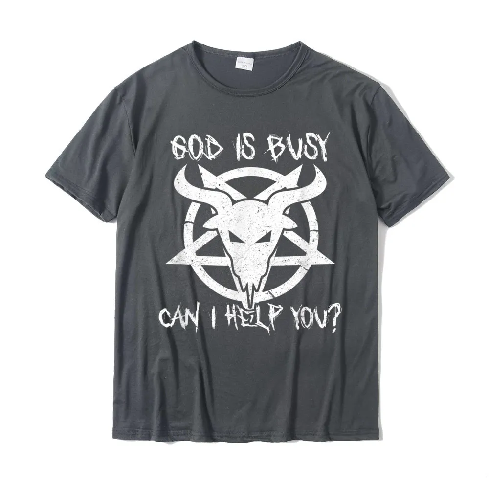 DesignBirthday Short Sleeve Tops Shirt Fall Designer Round Neck Pure Cotton Tee Shirt Men T-shirts Printed On  God Is Busy Can I Help You Funny Satan Goat Satanic T-Shirt__19996 carbon