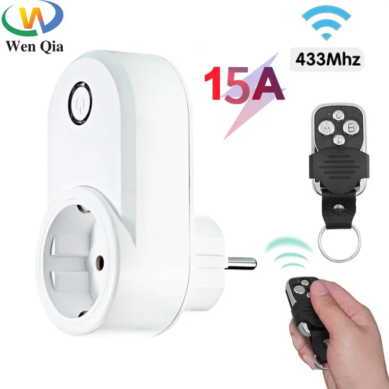 Universal EU FR Electric Sockets Switch with Remote Control 220V 15A 433Mhz Electrical Outlets for Smart Home Light Fan | Обустройство