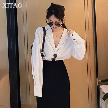 

XITAO Vintage Pleated Blouse Fashion New Single Breast Small Fresh Full Sleeve 2020 Spring Summer Minority Casual Shirt DMY4257