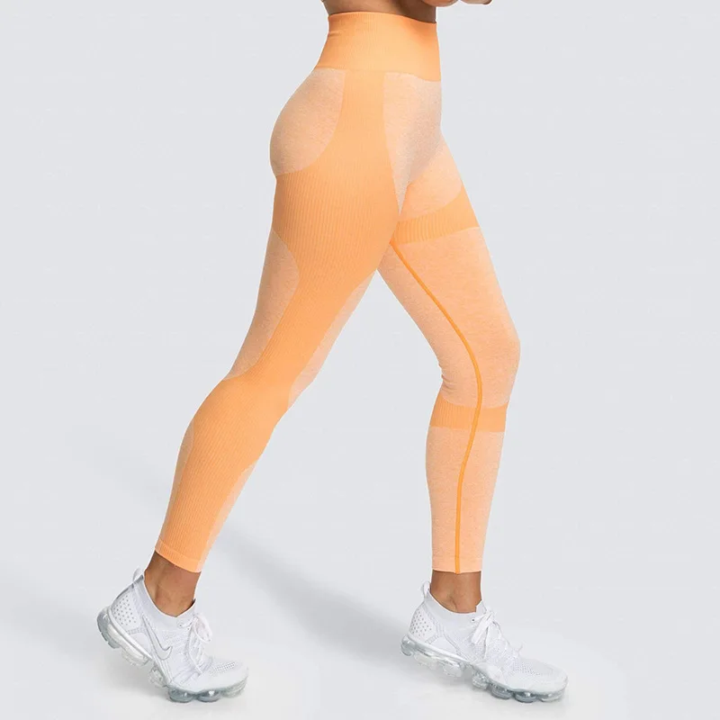 Vital Energy Seamless Leggings High Waist Gym Fitness Push Up Scrunch Butt Leggings Sport Athletic Wear Women Pants - Цвет: Orange