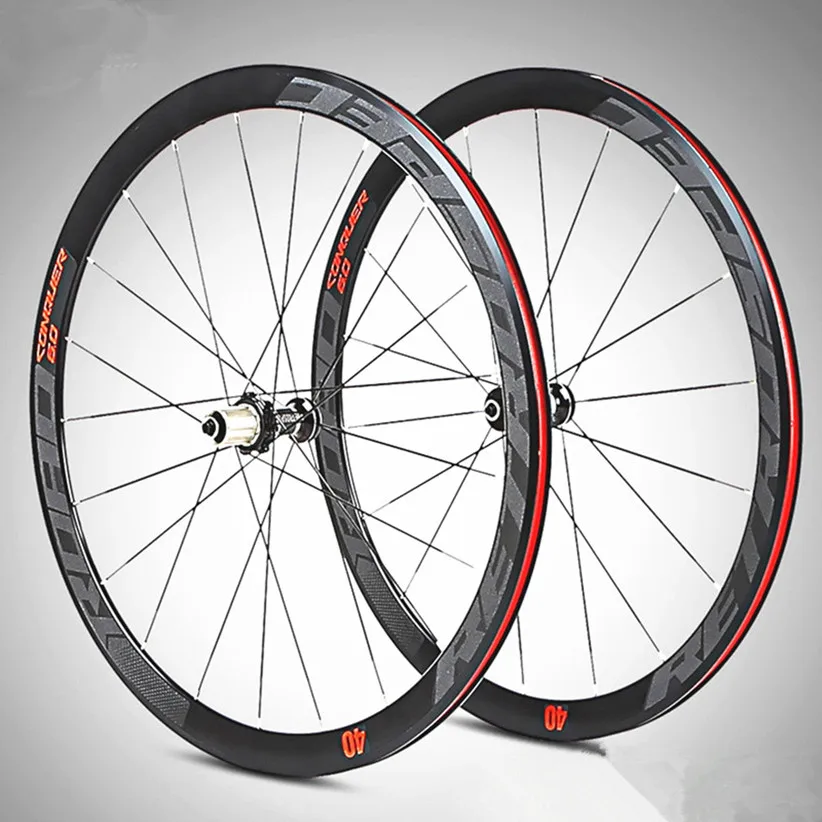 C6.0 700C Road Bike Bicycle Super-light Aluminum Alloy 4 PeiLin Sealed Bearing Wheelset Flat Spokes Racing Rims 40mm Wheel Set