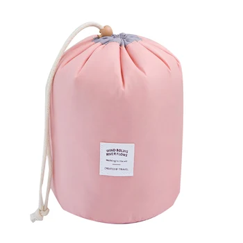 

Cylindrical Travel Storage Bag Lady Packaging Reusable Cosmetic Bag Korean Drawstring Necessarie Feminina Home Organizer EB50SN