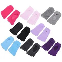 Женские нескользящие хлопковые массажные спортивные носки для йоги с открытой спиной, однотонные носки для фитнеса и танцев с пятью носками