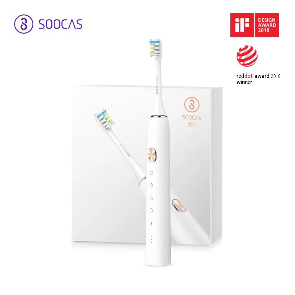 Xiaomi SOOCAS X3 sonic электрическая зубная щетка USB перезаряжаемая Автоматическая ультра звуковая IPX7 Водонепроницаемая зубная щетка для чистки зубов - Цвет: Белый