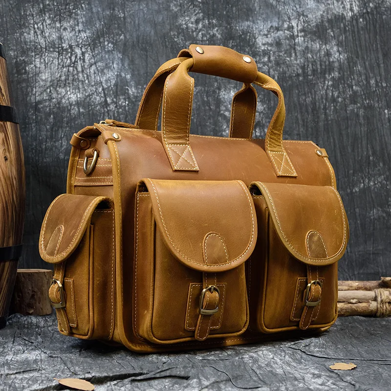 buy  MAHEU doctor leather men portfolio genuine leather lawyer briefcase document 13.6