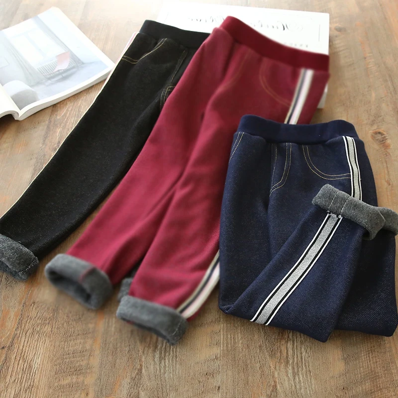 Леггинсы для девочек; Новинка года; Зимние Детские утепленные штаны; длинные брюки для детей; узкие брюки-карандаш для малышей