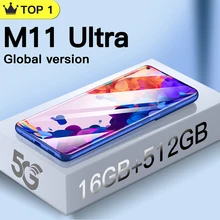 Smartphone M11 Ultra HD 7.3 pouces, téléphone portable Android, 16 go + 512 go, 6800mAh, 10 cœurs, réseau 5G 