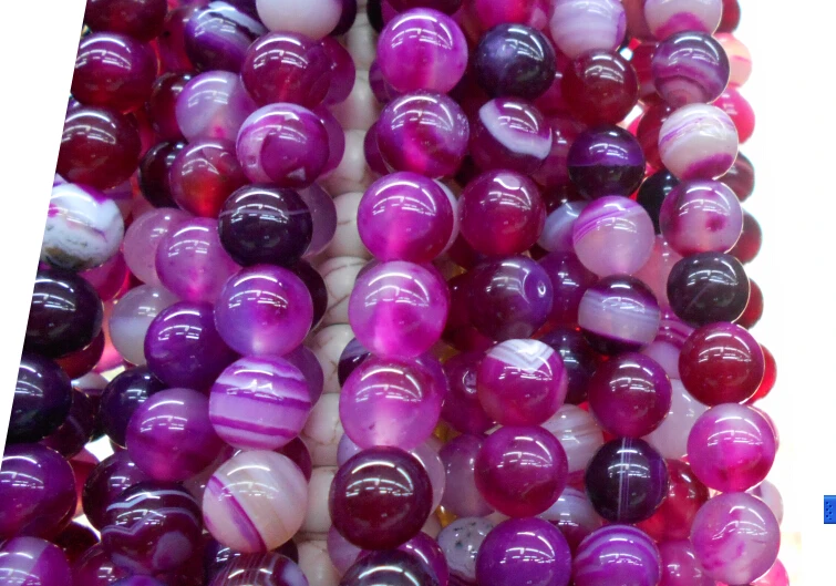 

4MM 6MM 8MM 10MM 12MM Natural Purple Striped Stones Round Spacer Loose Beads For Necklace Bracelet Charms Jewelry Making