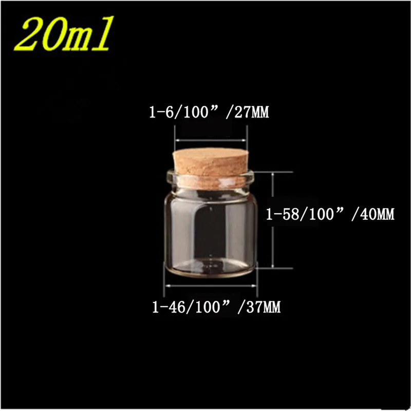Transparency Glass Bottles With Cork 12pcs 37x40x27mm Empty Jars Wedding Holiday Decoration Christmas Gifts