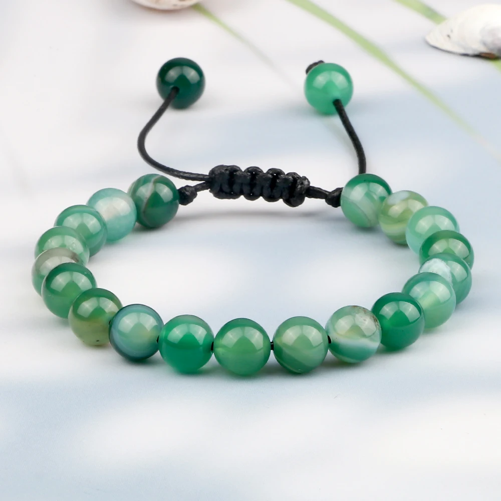 8mm Striped Agates Natural Stone Beads Bracelets Bangles Healing Chakra Prayer Buddha Bracelet - Image 5