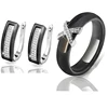 2022 Trend Black White Stainless Steel Jewelry Set Ceramic For Women AAA Bling Cubic Zircon Ring Earring Set Christmas Gift ► Photo 3/6