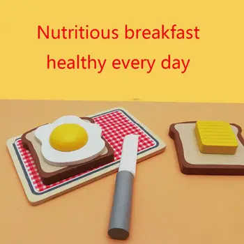 

Children's Wooden Pretend Toy Set Simulation Toaster Bread Machine Baking Tools