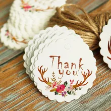 50 шт. креативные Цветочные закладки спасибо рога милые свадебные украшения для вечеринки Подарочные Метки DIY белые бирки канцелярские принадлежности