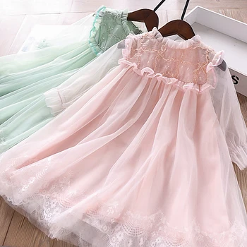 

5254 Sequins Ruffles Princess Baby Girl Dress 2020 New Spring Party Wedding Kid Dress For Girl Wholesale Children Clothes 5p Lot