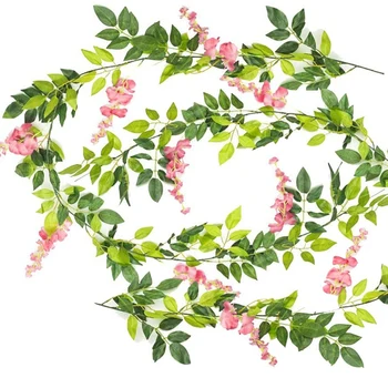 

Artificial Flowers 2 Pcs Wisteria Garland Ivy Vine Hanging Plants for Wedding Arrangements Garden Party Decor
