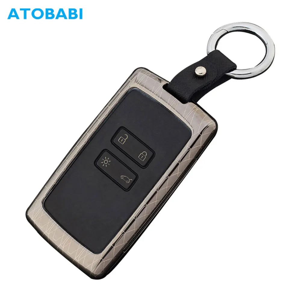 ATOBABI Galvanized Alloy Car Key Cases For Renault Clio Talisman Megane Scenic Kadjar Captur Koleos Smart Remote Fob Shell Cover